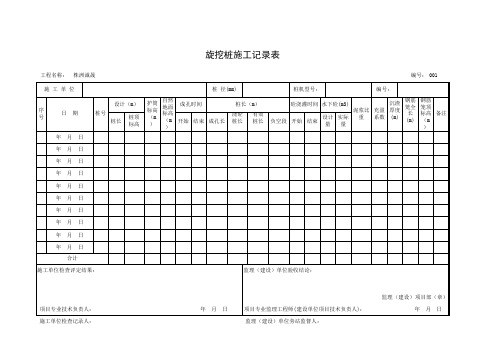 旋挖桩施工记录