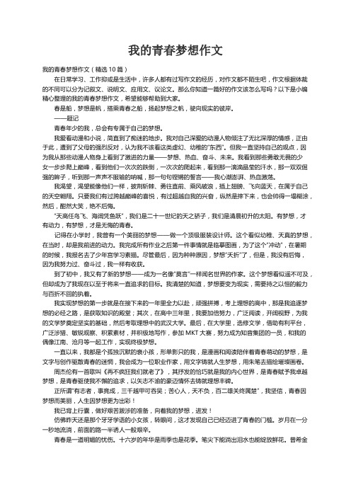 我的青春梦想作文（精选10篇）