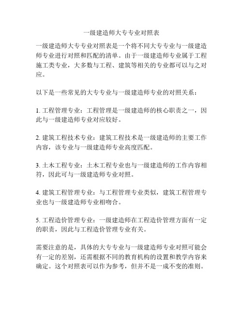 一级建造师大专专业对照表