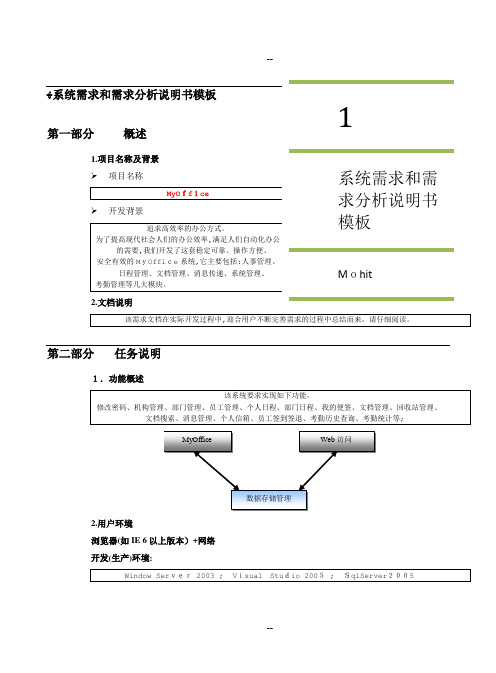 系统软件需求和需求分析说明书模板(用例图+界面+文档)