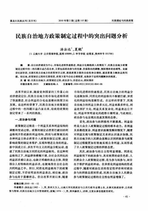 民族自治地方政策制定过程中的突出问题分析