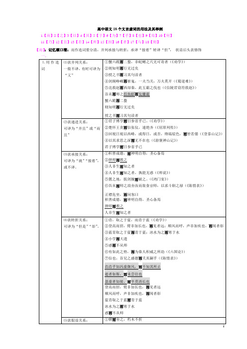 高中18个虚词