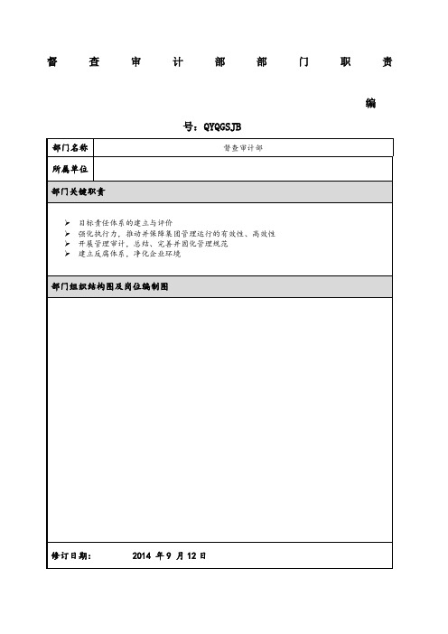 督查审计部职责及部门岗位说明书