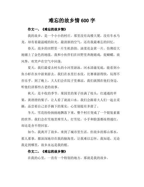 难忘的故乡情600字