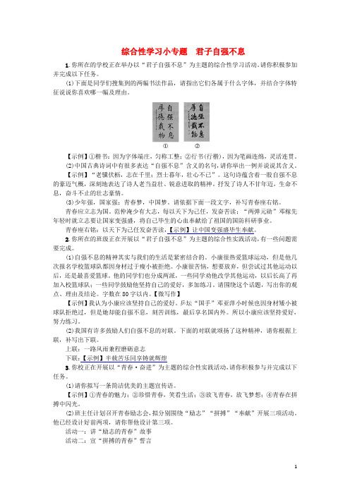 九年级语文上册综合性学习小专题君子自强不息练习新人教版