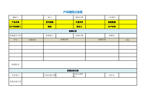 产品抽检记录表