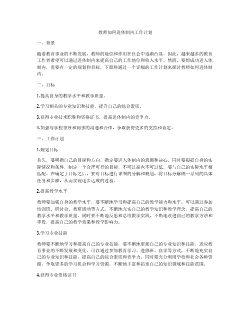 教师如何进体制内工作计划