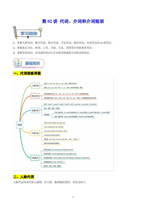 第02讲 代词、介词和介词短语 解析版