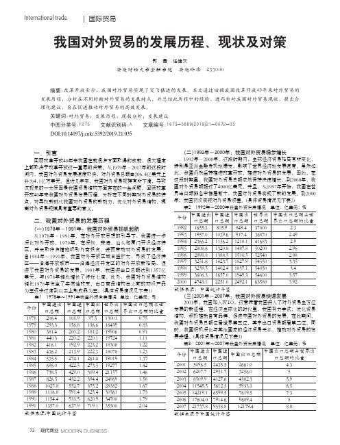 我国对外贸易的发展历程、现状及对策