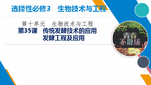 【课件】2023届高三生物一轮复习课件第35课：传统发酵技术的应用和发酵工程及应用