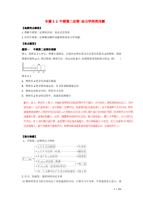 高考物理专题复习：牛顿第二定律动力学两类问题