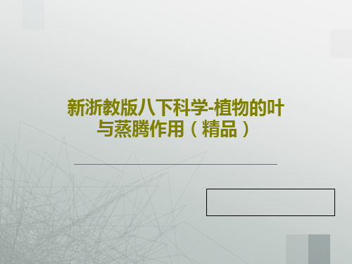 新浙教版八下科学-植物的叶与蒸腾作用(精品)PPT文档23页