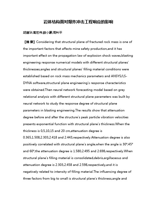 岩体结构面对爆炸冲击工程响应的影响