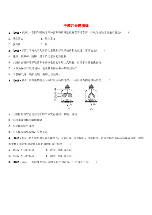 济宁专版2019年中考生物专题四专题演练(含答案)