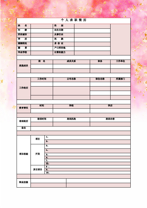 【精美简历模板】2019年个人求职简历表格式模板 (062)