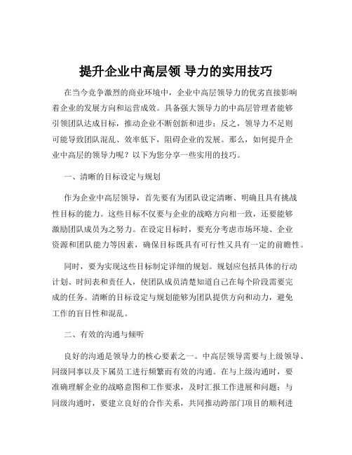 提升企业中高层领 导力的实用技巧