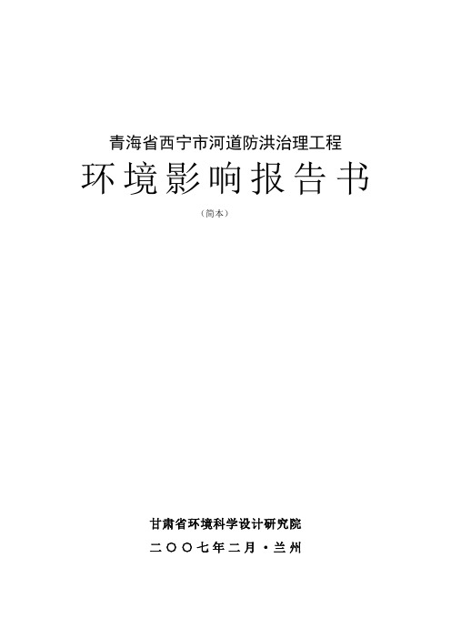 青海省西宁市河道防洪治理工程