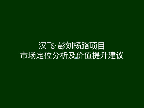 武汉汉飞彭刘杨房地产项目营销策划建议提案