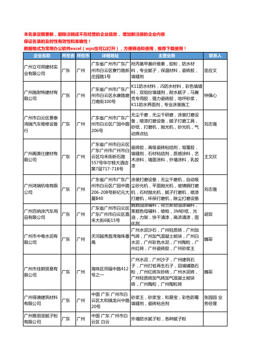 2020新版广东省广州腻子工商企业公司名录名单黄页大全199家