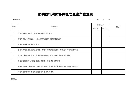 防洪防汛管理安全检查表