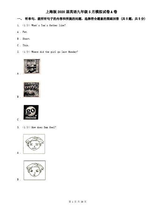 上海版2020届英语九年级5月模拟试卷A卷