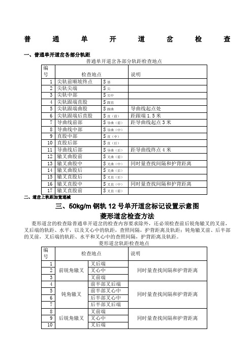 单开、菱形及复式交分道岔的检查方法带图解