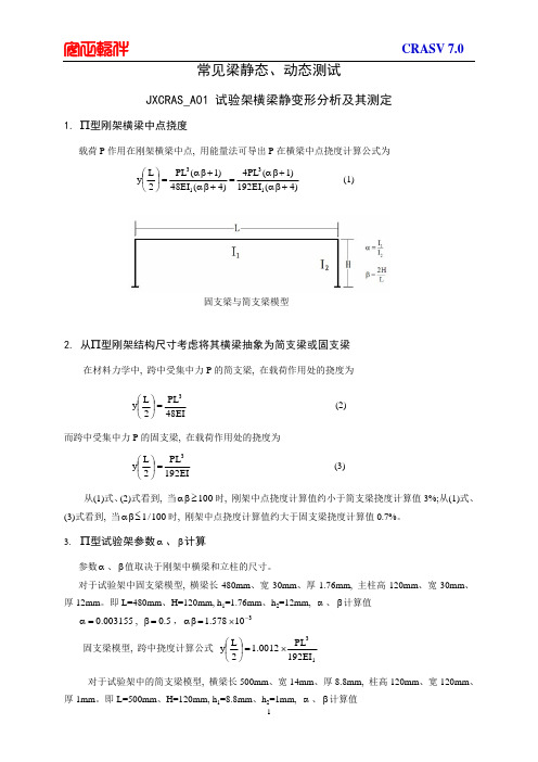 常见梁静动态测试及模态测试教学说明书