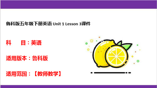 鲁科版五年级下册英语 Unit 1 Lesson 3课件