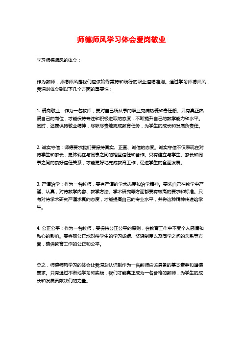 师德师风学习体会爱岗敬业