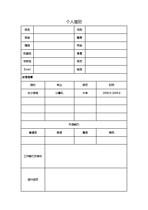 2012年大学生求职简历模板