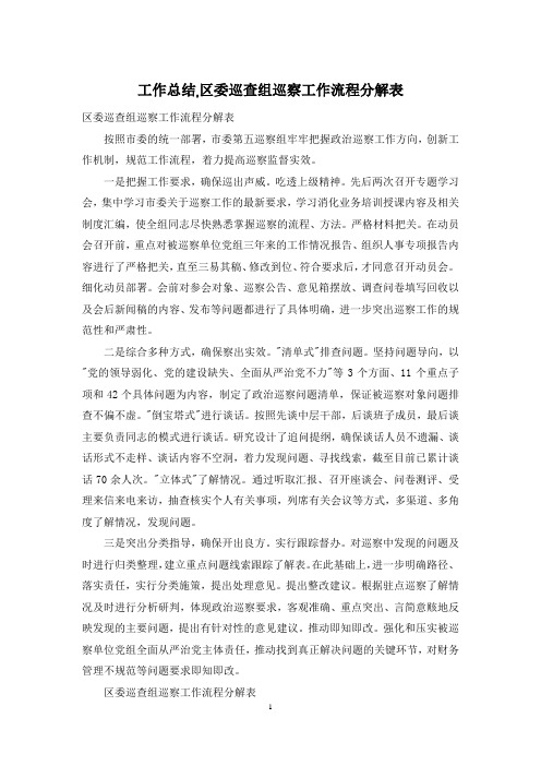 工作总结,区委巡查组巡察工作流程分解表