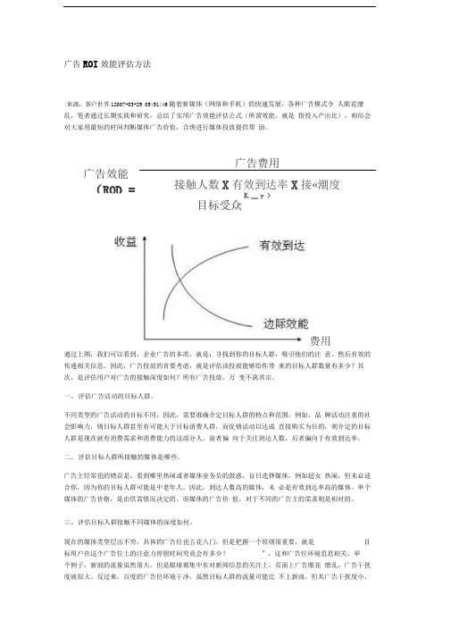 广告ROI效能评估方法