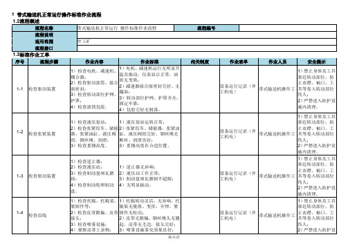 带式输送机正常运行操作标准作业流程