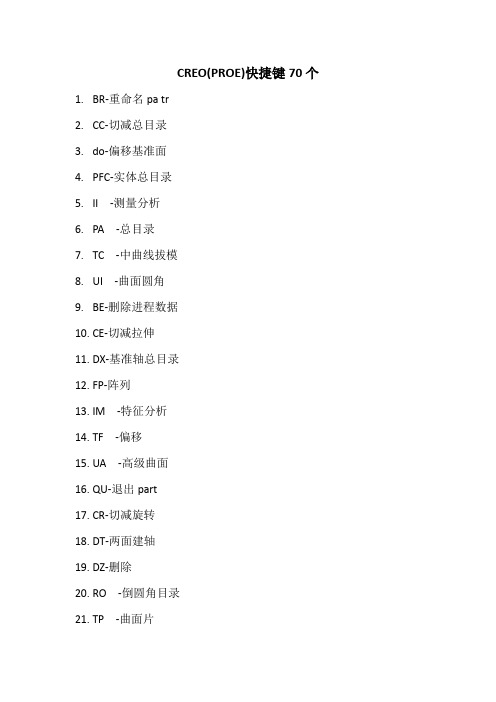 CREO(PROE)快捷键70个