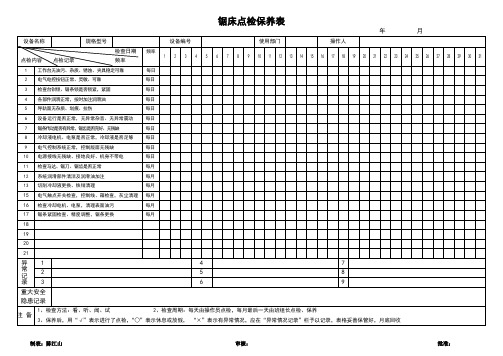 锯床点检保养表