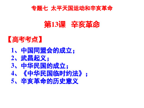 高三历史一轮总复习课件：必修一 第13课 辛亥革命 (共16张PPT)