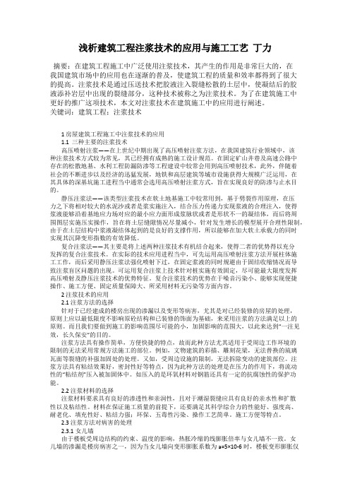 浅析建筑工程注浆技术的应用与施工工艺  丁力