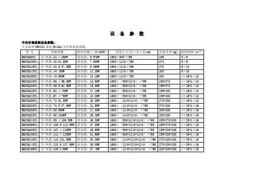 报价用设备参数