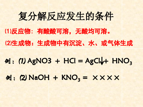 初三化学复分解反应条件说课材料