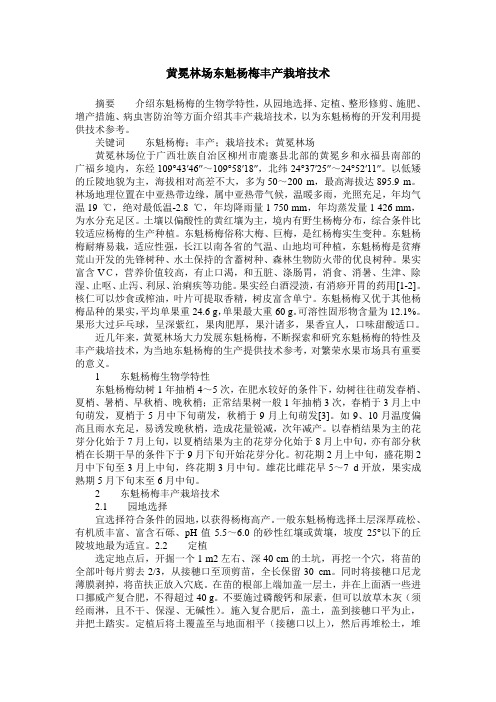 黄冕林场东魁杨梅丰产栽培技术