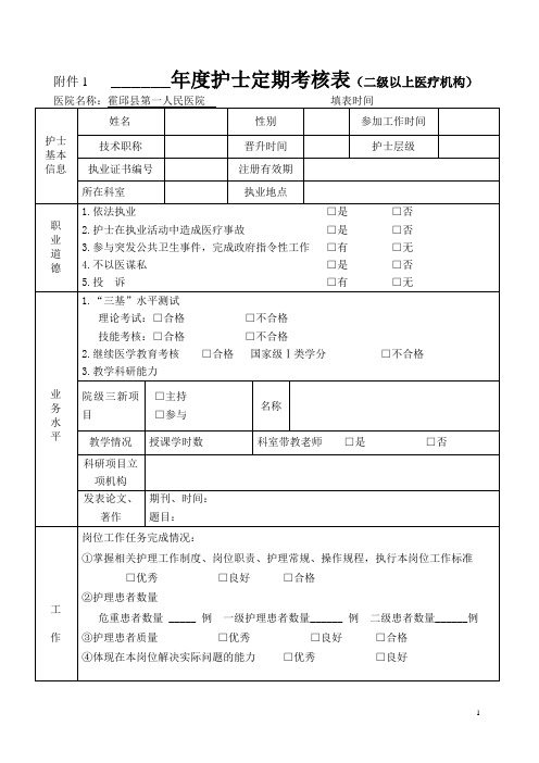 2017年护士定期考核档案表.新