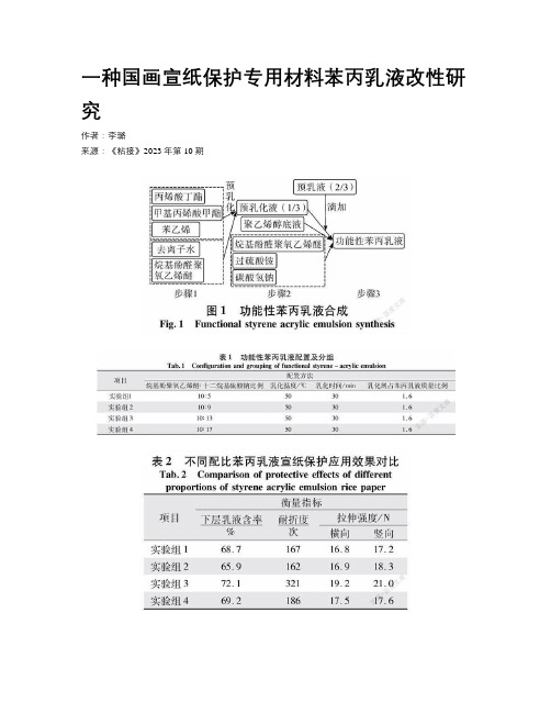 一种国画宣纸保护专用材料苯丙乳液改性研究