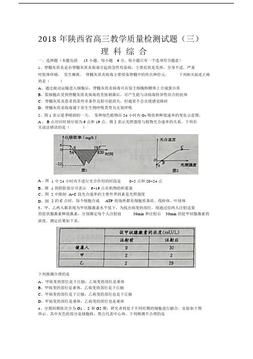 2018年陕西省高三教学质量检测试题(三)理科综合.doc