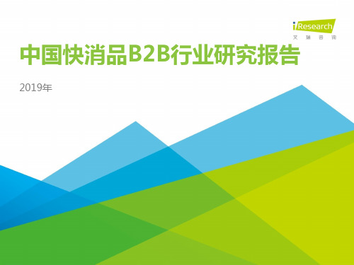 2019年中国快消品B2B行业发展研究报告