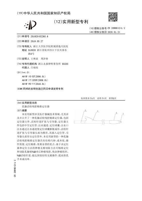 【CN209984241U】乳腺活检残腔精准定位器【专利】