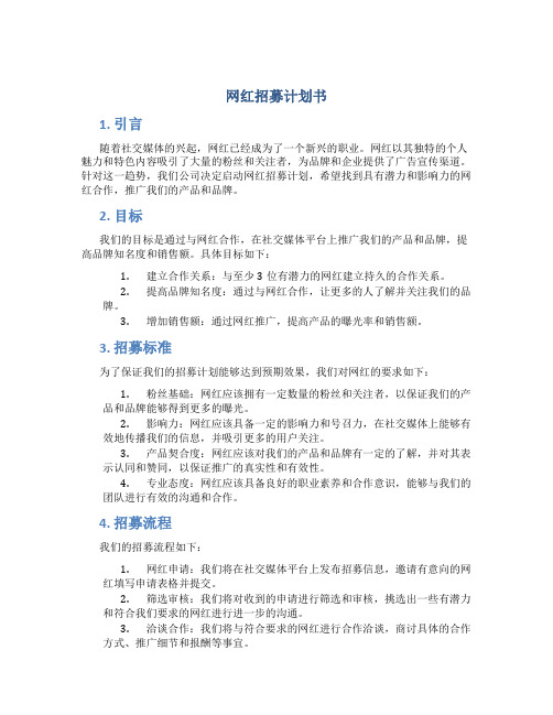 网红招募计划书