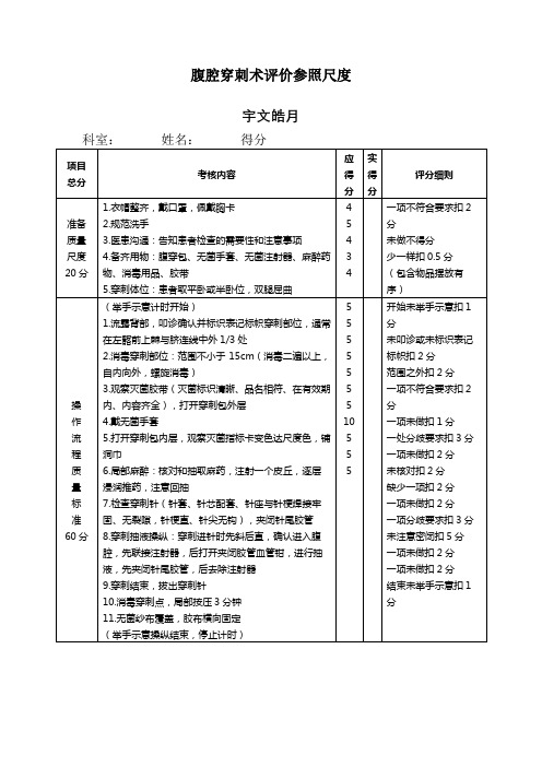 腹腔穿刺术操作规范与评分标准