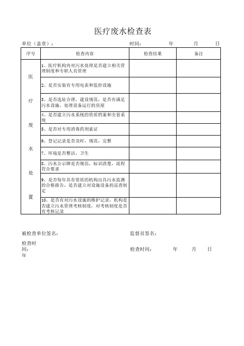 医疗废水检查表