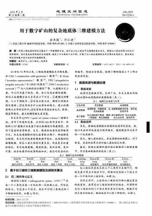 用于数字矿山的复杂地质体三维建模方法