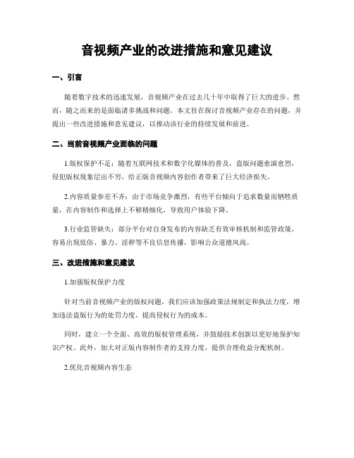 音视频产业的改进措施和意见建议